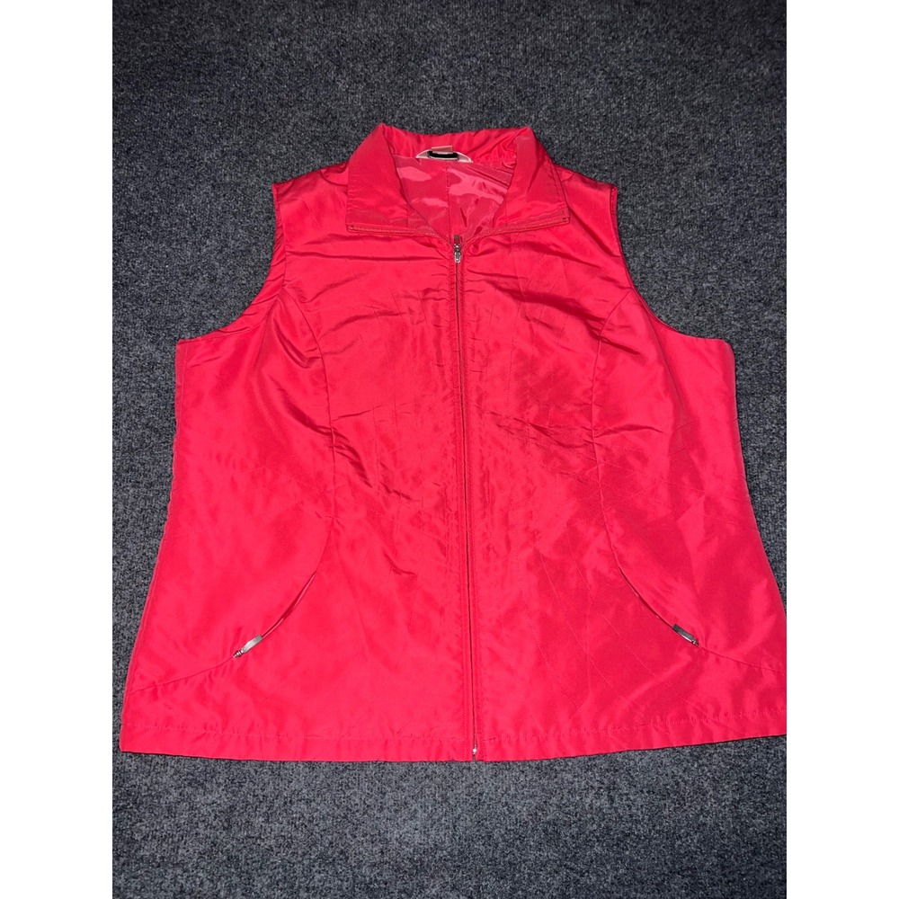 Allison Daley Women 20W Red Quilted Full Zip Vest Mock Neck Pockets Lightweight - Picture 1 of 6